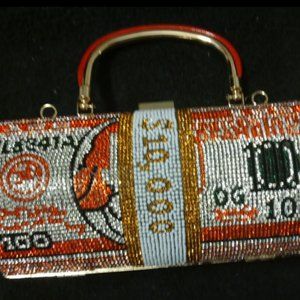 $10,000 Rhinestone Clutch Purse - Barrel Red